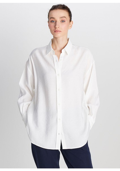 Beyaz Kadın Loose Fit Gömlek W2510769100-RELAXED Fit Gömlek modelleri