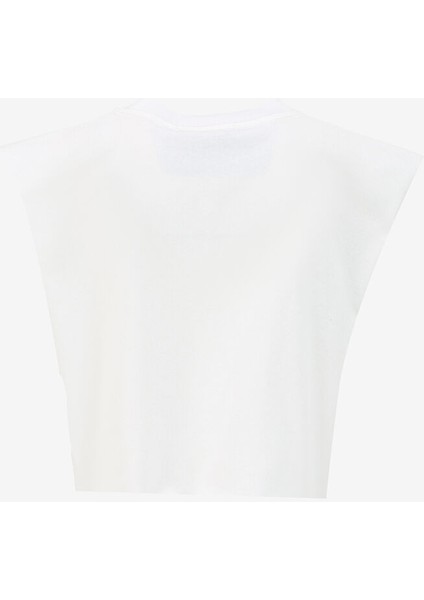 Yuvarlak Yaka Baskılı Beyaz Kadın T-Shirt TSKD05206 fiyatları