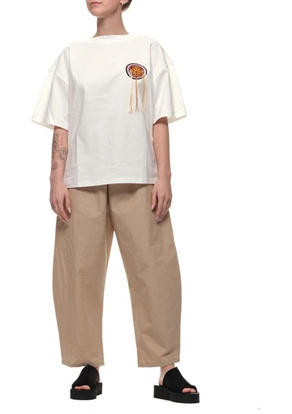 Yuvarlak Yaka Düz Beyaz Kadın T-Shirt TSKD05210