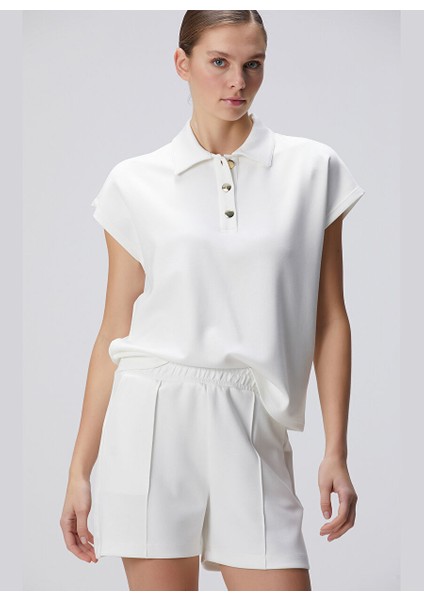 Ekru Kadın Polo Basic Sweatshirt 1094672