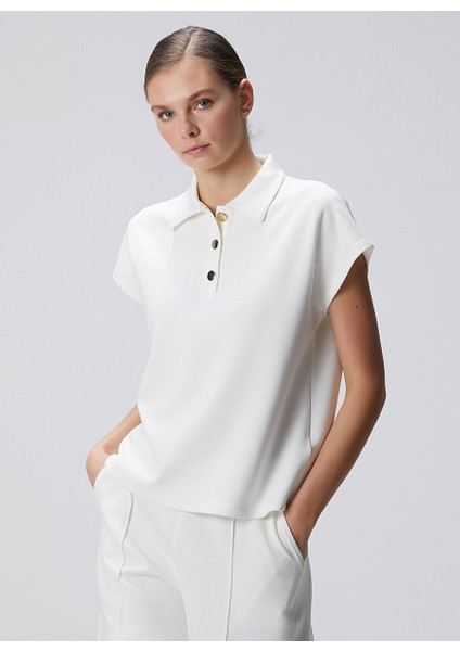 Ekru Kadın Polo Basic Sweatshirt 1094672