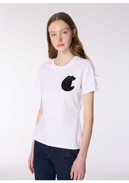 Beyaz Kadın Standart Düz T-Shirt 77PAHE12 modelleri