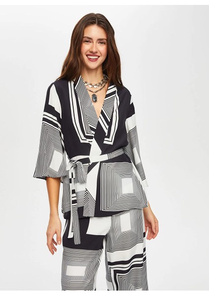Siyah Kadın Ata Comfort Fit Kimono US25KMN003