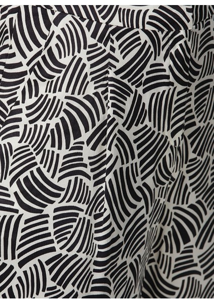 Siyah - Ekru Kadın Regular Fit Pantolon 1094190