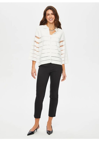 Ekru Kadın Yuvarlak Comfort Fit Hırka US25TRH008 modelleri