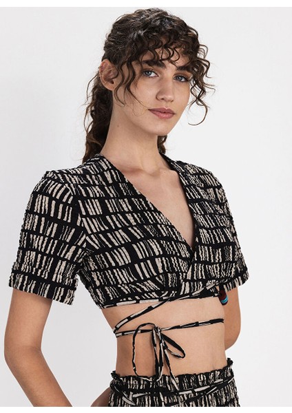 Siyah Kadın Baskılı Kaftan A-82-6