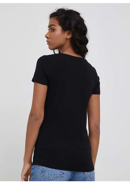 Siyah Kadın Normal Baskılı T-Shirt PL505202 fırsatları