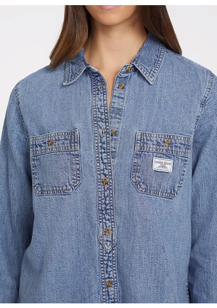Mavi Kadın Normal Kalıp Desenli Gömlek Gj Regular L/s Denım - Eco Recy Co