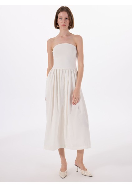 Beyaz Kadın Straplez Elbise Vmane Bandeau 7/8 Dress Jrs Ga fiyatları