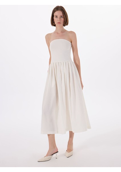 Beyaz Kadın Straplez Elbise Vmane Bandeau 7/8 Dress Jrs Ga modelleri