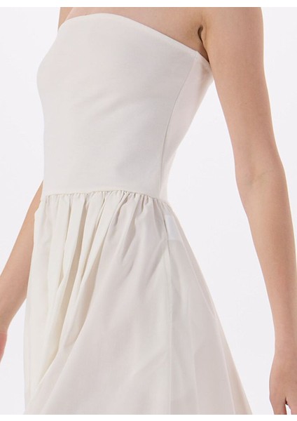 Beyaz Kadın Straplez Elbise Vmane Bandeau 7/8 Dress Jrs Ga indirimleri