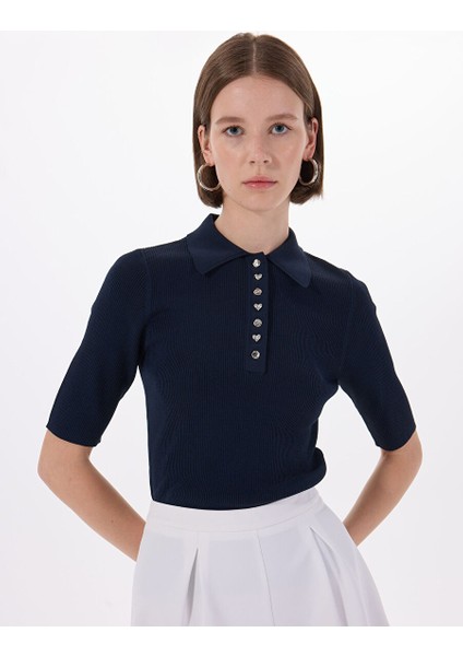 Lacivert Kadın Dar Kazak Vmpearl 2/4 Poloneck Pullover Prm