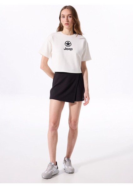 Bisiklet Yaka Baskılı Kırık Beyaz Kadın T-Shirt J4SL-TST7027 fiyatları