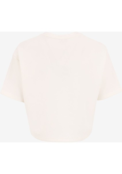 Bisiklet Yaka Baskılı Kırık Beyaz Kadın T-Shirt J4SL-TST7027