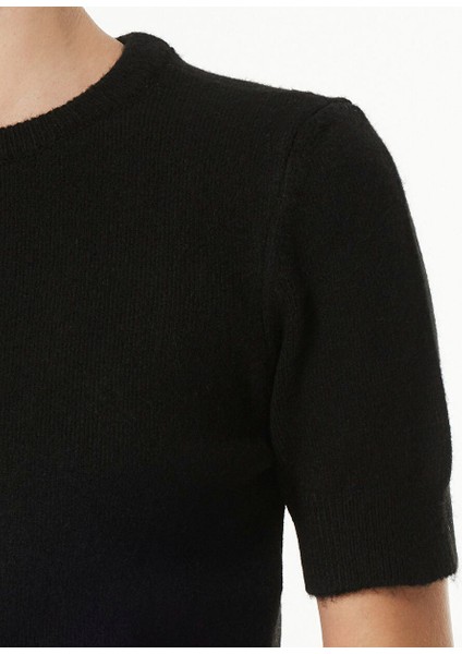 Siyah Kadın Bisiklet Yaka Basic Kazak F4WL-KZK0672