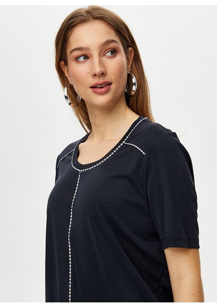 Siyah Kadın Normal T-Shirt US25TSH083 fırsatları