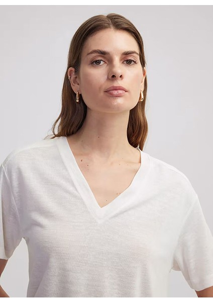 Ipekyol Beyaz Kadın Oversize T-Shirt IS1250070169 fiyatları