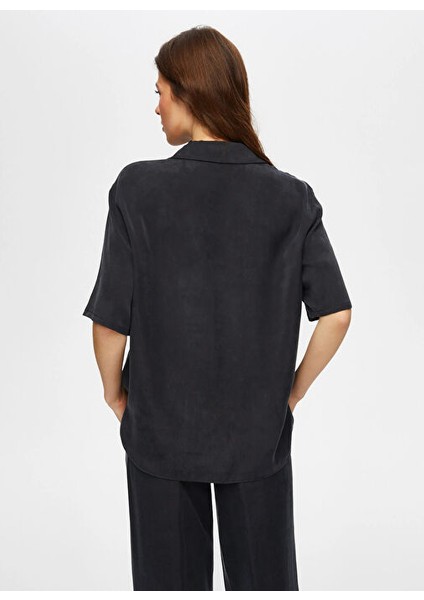 Siyah Kadın Gömlek Comfort Fit Gömlek US25GML038