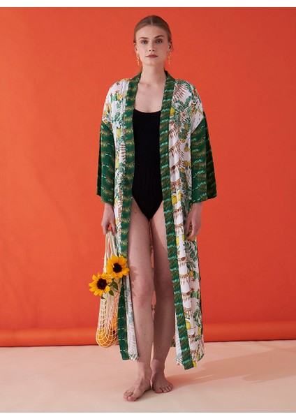 Lisa Lina Yeşil Kadın V Oversize Kimono LLBW0016 modelleri