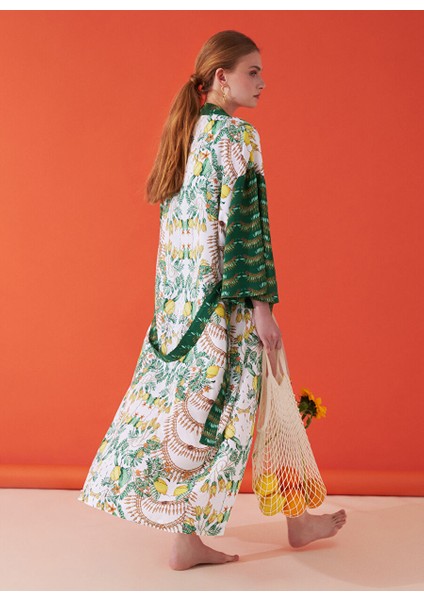 Lisa Lina Yeşil Kadın V Oversize Kimono LLBW0016 fırsatları