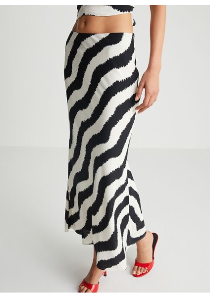 Zebra Desenli Uzun Etek