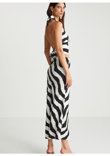 Zebra Desenli Uzun Etek