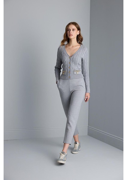 Beli Kordonlu Cepli Triko Pantolon