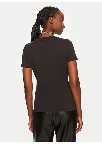 Yuvarlak Yaka Baskılı Siyah Kadın T-Shirt 76PAHE08 indirimleri