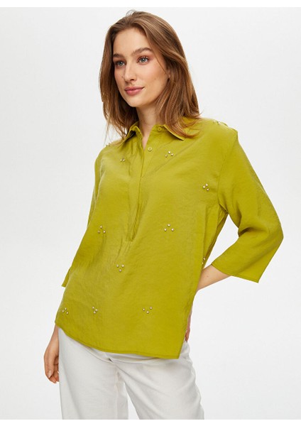 Yeşil Kadın Comfort Fit Bluz US25BLZ013 fırsatları