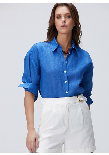 Mavi Kadın Oversize Gömlek 1094137