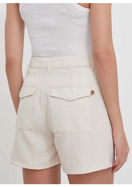 Krem Kadın Normal Düz Şort PL801093 modelleri