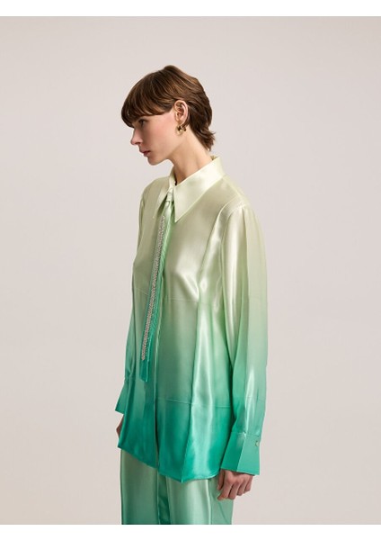 Kravat Detaylı Ombre Tunik