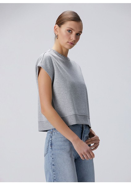 Gri Kadın Bisiklet Regular Fit Sweatshirt 1094660