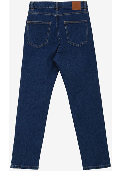 Yüksek Bel Dar Paça Straight Indigo Kadın Denim Pantolon 1090209