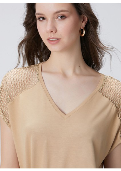 Bej Kadın Basic T-Shirt 1094690