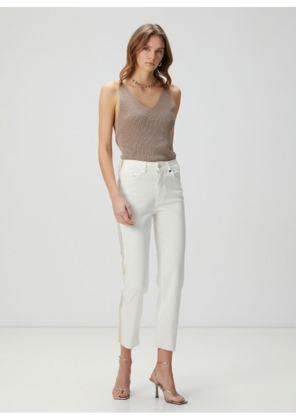 Beyaz Kadın Straight Denim Pantolon 1094617