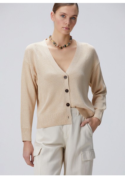 Bej Kadın V Regular Fit Hırka 1094753