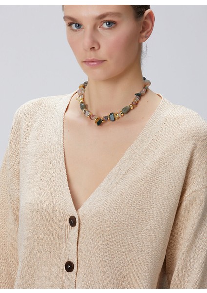 Bej Kadın V Regular Fit Hırka 1094753