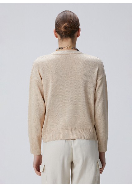 Bej Kadın V Regular Fit Hırka 1094753