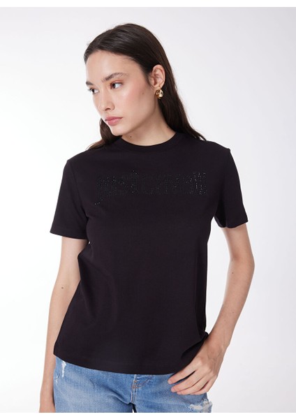 Siyah Kadın Standart Baskılı T-Shirt 76PAHE03 modelleri