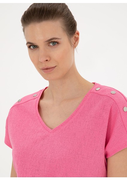 V Yaka Pembe Kadın T-Shirt Gebı fiyatları