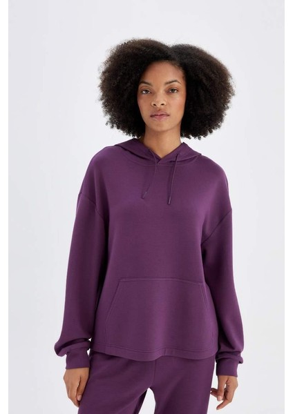 fit Oversize Geniş Kalıp Premium Kapüşonlu Kanguru Cepli Sporcu Sweatshirt