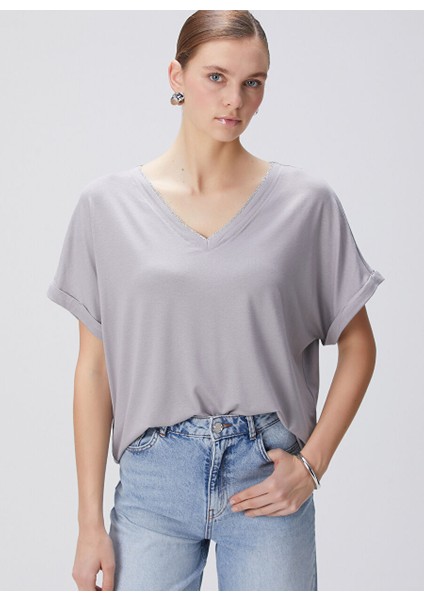 Gri Kadın Basic T-Shirt 1094709