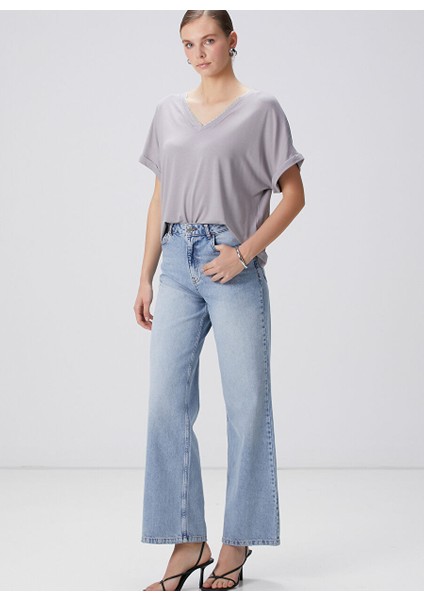 Gri Kadın Basic T-Shirt 1094709 modelleri