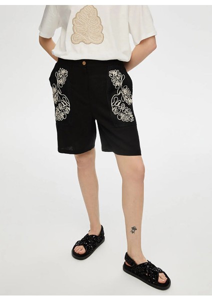 Siyah Kadın Comfort Fit Şort US25SRT003
