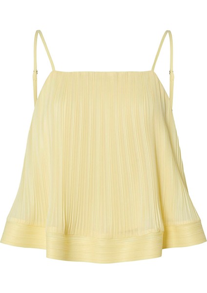 Sarı Kadın Pilise T-Shirt Yasrıva Strap Top - Show
