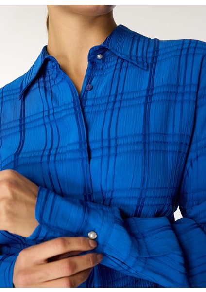 Saks Kadın Gömlek Comfort Fit Düz Gömlek Nova-G