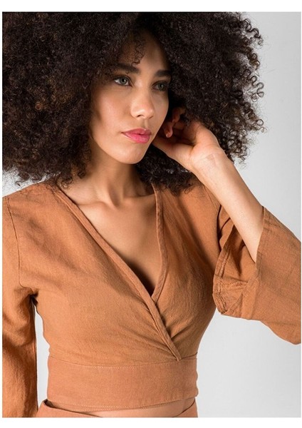 Summer Keten Crop / Bluz Taba Rengi