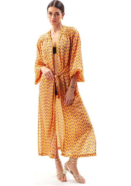Sarı Kadın Geniş Dökümlü Desenli Kimono MVMRWKM13 fiyatları