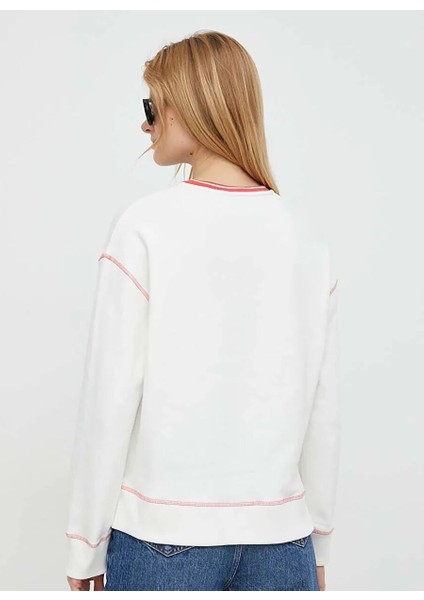 Ekru Kadın Yuvarlak Normal Baskılı Sweatshirt PL581398 modelleri